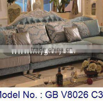 Royal Luxury Wooden Fabric Sofa Set In Gorgeous Blue Color Home Furniture