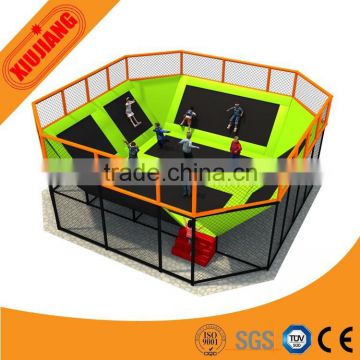 Huge indoor air trampoline park for kids play jumping bed