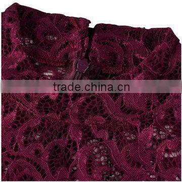 Women's Classicial Floral Lace Long Sleeve Slim Formal Mini Dress photo-3