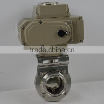 ss304 clamp sanitary butterfly valve with electric actuator