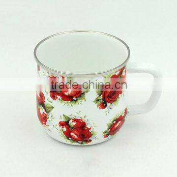China Manufacturers High Quality Custom Flower Printing Enamel Camping Mugs