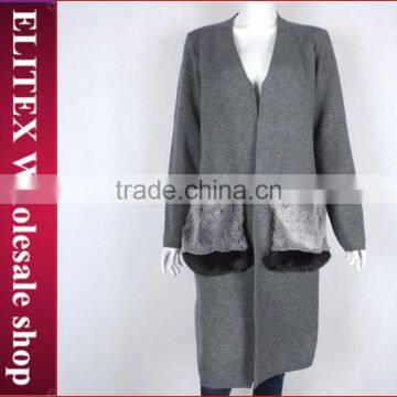 Wholesale in stock V-neck cardigan woolen sweater designs for ladies
