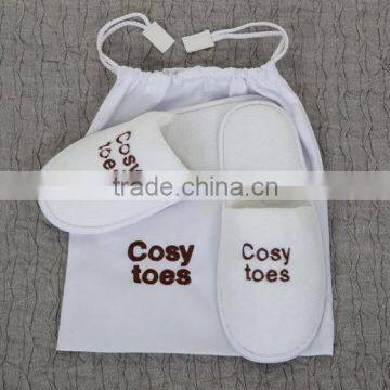 Custom Made Rope Drawstring Cotton Hotel Slipper Shoe Bag (XJLB38)