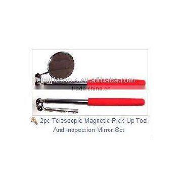 2PC TELESCOPIC MAGNETIC PICK UP TOOL AND INSPECTION MIRROR SET,Both have convenient type pocket clip