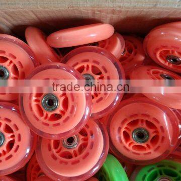 Small orange transparent castor wheel pu tyre