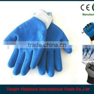 blue latex wrinkle palm gloves