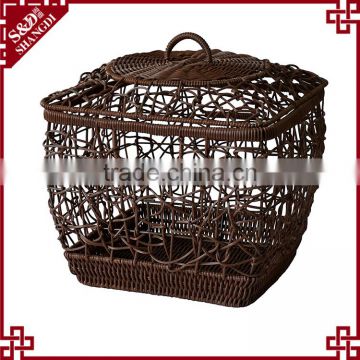 S&D plastic square handmade hollow washing flexible plastic rattan custom laundry basket large wicker baskets with lids