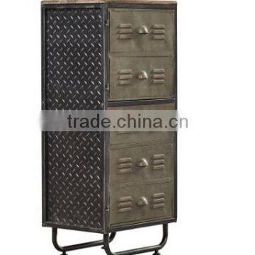 Industrial Metal Frame Wood Top Bookcase With Fluted Doors photo-2