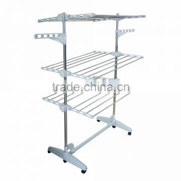 Multi Color Clothes Garment Drying Hanger Rack and Large Capacity Rack With 3 Levels and Bar for Sheets photo-4