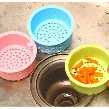 Candy Color Round Silicone Sink Drain Filter for Kitchen