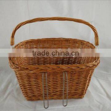 100%Handmade cheap big wicker shopping bicycle basket wicker front bike bicycle basket with hook