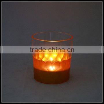 8 oz hand cut gold painted glass candle holder