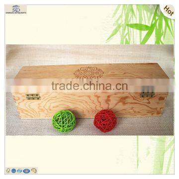 Luxury Hinged Lock Burned Red Pattern Wine Box photo-4