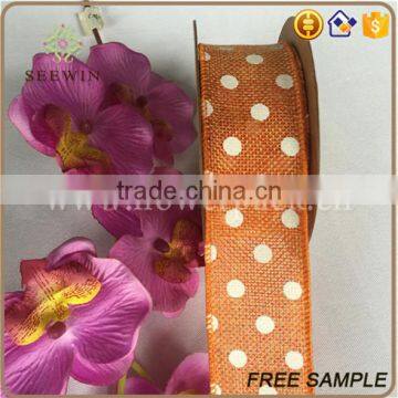 Cheap Wholesale Polyester Linen Ribbon Dots Fabric Price photo-4