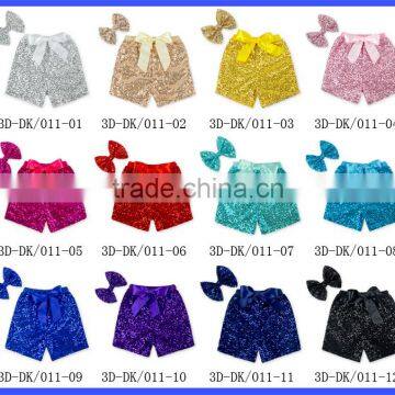 Wholesale Baby Summer Shorts Champagne Cotton Sequin Baby Girls Shorts With Bow photo-4