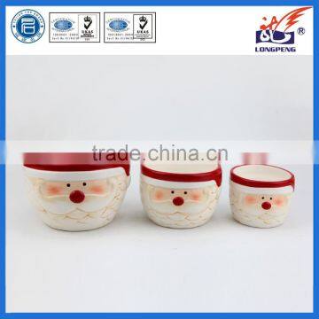 Glazed Finishing and Dolomite Ceramic Type Santa Claus Head Flowerpot Planter for Christmas Ornaments