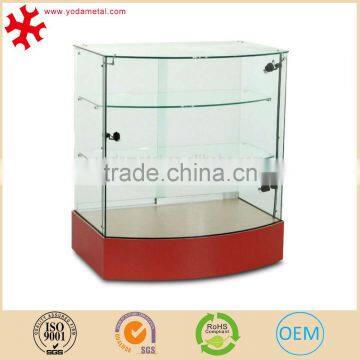 Glass floor standing 3 tier retail display counters for supermarket