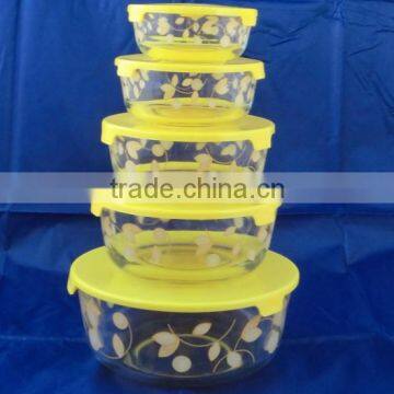 GH053 5pcs Glass Bowl Set With Deco