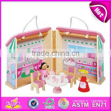 2017 New Products Customized Pink Wooden Girls Dolls House W06A171 photo-5