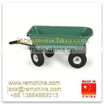 Heavy Duty Outdoor Green Garden Cart Truck Dumper 4 Wheel Plastic Tray photo-2
