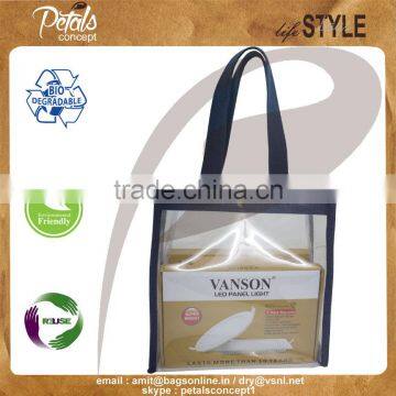 Clear Pvc See Through Jute Trimming Tote Bag With Cotton Web Handle photo-2