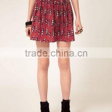 12SK004 Summer Hot Selling Fashion Bird Print Full Mini Skirt