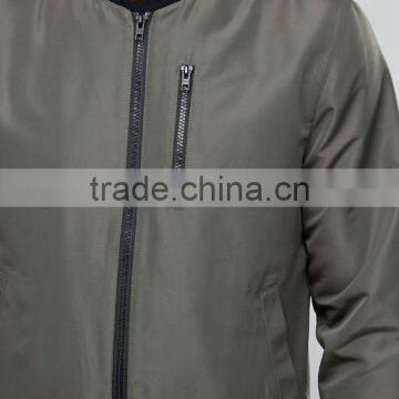 2017 High Quality New Design Durable 100% Polyester Smooth Woven Grey Rib Cuffs Running Casual Men Motorcycle Jacket photo-3