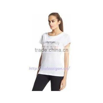 Custom logo promotional 100% cotton printing white women ladies t shirt