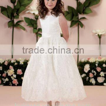 White Lace Detachable Cap Sleeve Baby Gown Formal Dresses for Kids photo-2