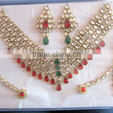 Wedding Dulhan BRIDAL KUNDAN NECKLACE set