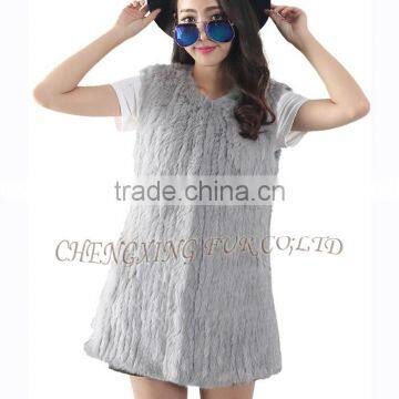CX-G-B-184 New Fashion Knitted Women Grey Rabbit Fur Alpaca Fur Vest photo-2