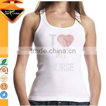 Big U Neck Sexy Ladies Pink Rhinestone Tank Tops for Bride photo-6