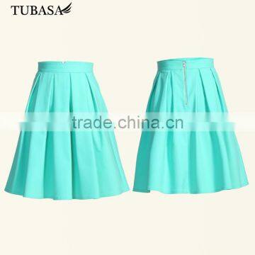 Hot Mint green design skater skirt women 2016
