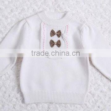 Korean Style Bowknot Decorated Pullover Sweater Girl Cotton Knitting Clothing photo-2