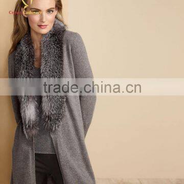New Fashion Women Winter Knitted Coat With Fur Collar photo-2
