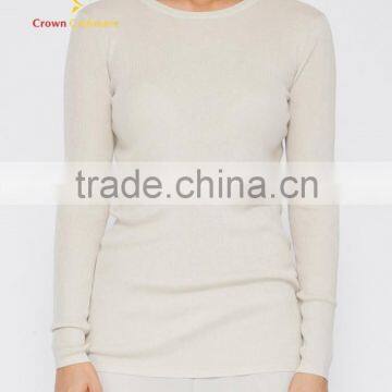 White Women Round Neck Cashmere Pullover Sweater