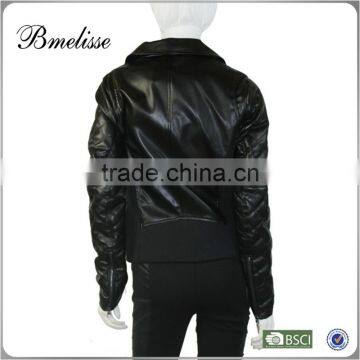 2014-2015 New Arrival Stylish Women's Shinny Black Fashion pu Jacket photo-3