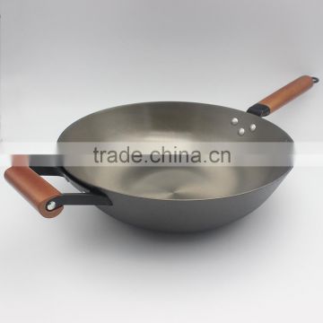 Beech handle quality cooker cookware cast iron wok