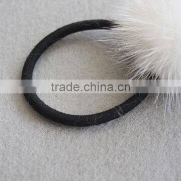 Myfur Luxury Pure White Real Mink Fur Pom Pom Hair Band Fashion Girl Fur Accessory photo-3