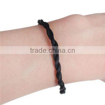 Cheap Wholesale Black 19.5cm Long Polyester Braiding Bracelets photo-3