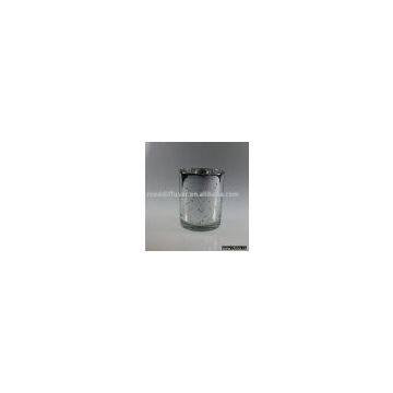 plated glass candle holder (silver)