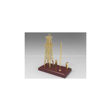 Diecast Oil Rig Derrick Model With Pen Holder photo-3