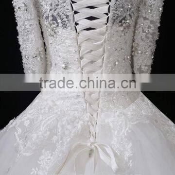 Wholesale Sweetheart Short Sleeve Lace Wedding Dresses Beaded Sweetheart Nackline Mermaid Lace Wedding Dress 2017 F12601 photo-3