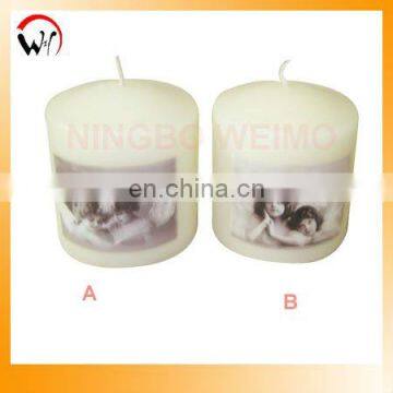 votive church pillar candle with printing