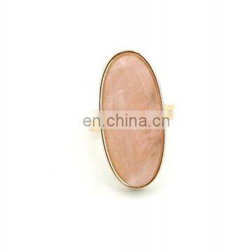 Rose Quartz Ring Large Crystal Women Knuckle Rings