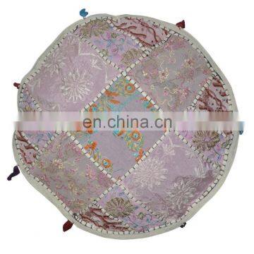 Patchwork Pouf Stool Vintage Embellished With Patchwork Living Room Ottoman Cover photo-3