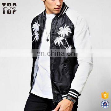 Clothing bomber jacket men custom made bomber jacket palm embroidered bomber jacket