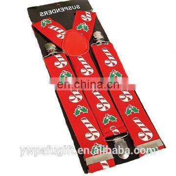 christmas party candy cane & holly adjustable suspenders