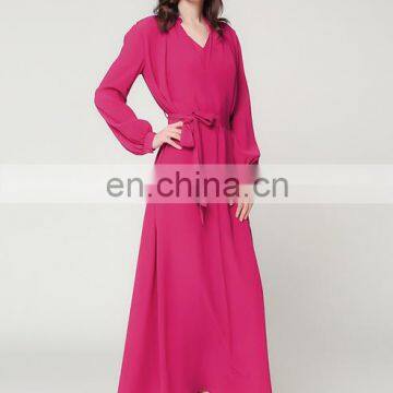 T-D076 New Design Muslim Loose Chiffon Elegant Dress For Mature Woman photo-3