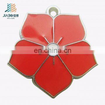 Jiabo custom red flower with epoxy blank back metal pendant for sale